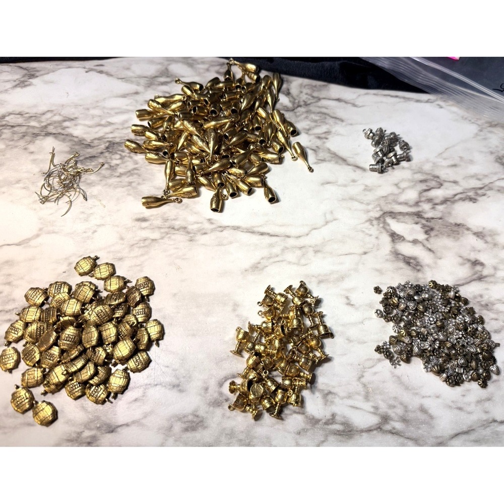 200+ METAL WINE CHARMS, WINE BOTTLE, BARREL, GLASS ANTIQUE BRONZE COLOR (2849)